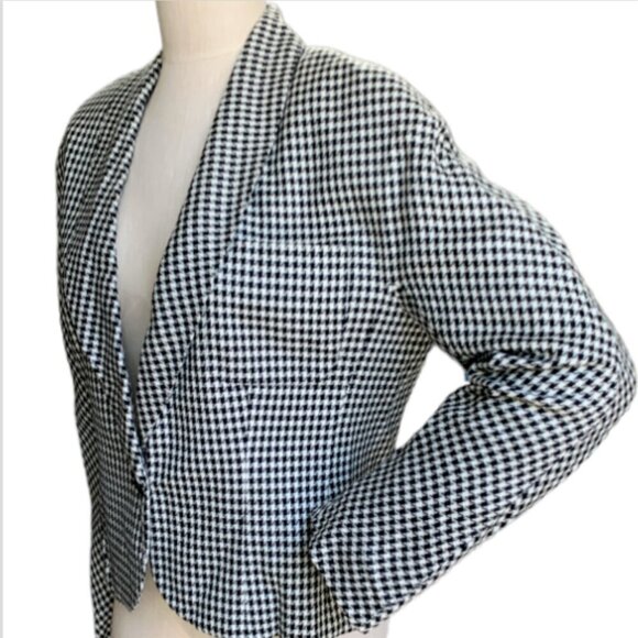 VTG Breckenridge ILGWU Houndstooth Black & White Blazer Sz 8 68G - Picture 3 of 10